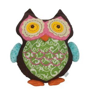 Embroidered Multicolored Owl Bird Plush 12.5"